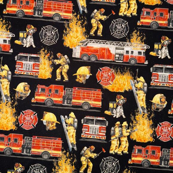 Firefighter, Fire Truck, Dalmatian, Fire Rescue - Brother Sister Design - 1/2 Yd - Picture 2 of 6
